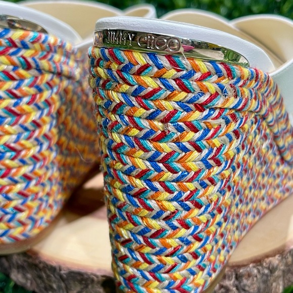 JIMMY CHOO Dovina 100 Latte Nappa Wedges 6.5 - Picture 12 of 13